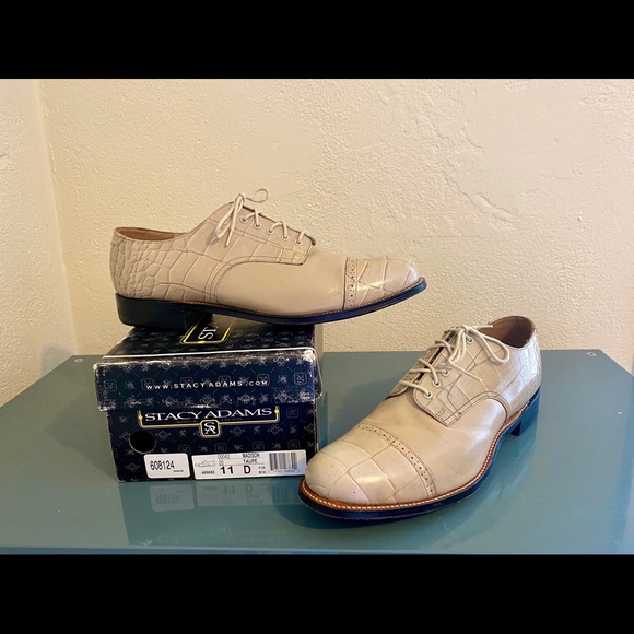 Stacy Adams Taupe Gray Croc Madison Cap Toe Oxford main image 4